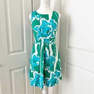 Tommy Hilfiger Retro Fit & Flare Floral Dress – Coastal Green & Aqua, Size 2